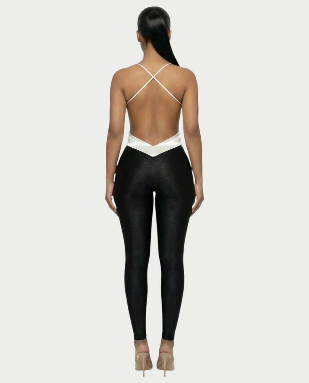 NIANA Satin Twist Cutout Jumpsuit