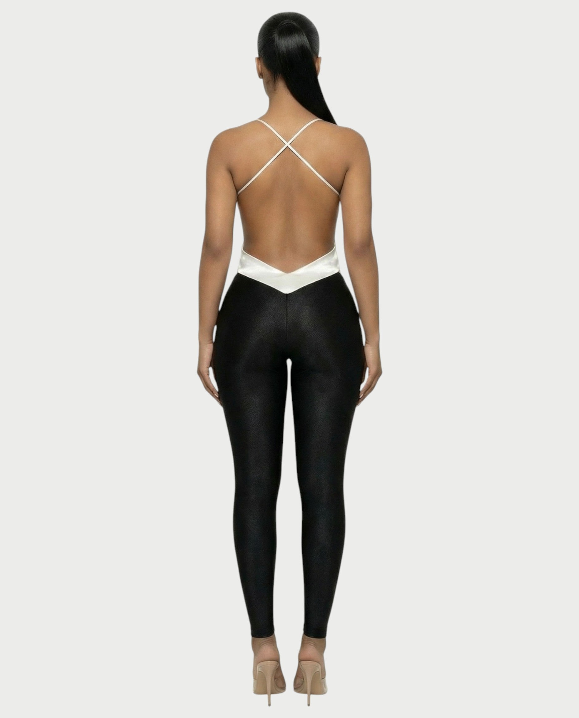 NIANA Satin Twist Cutout Jumpsuit