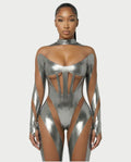 SHAYA Mesh & Metallic Cutout Jumpsuit