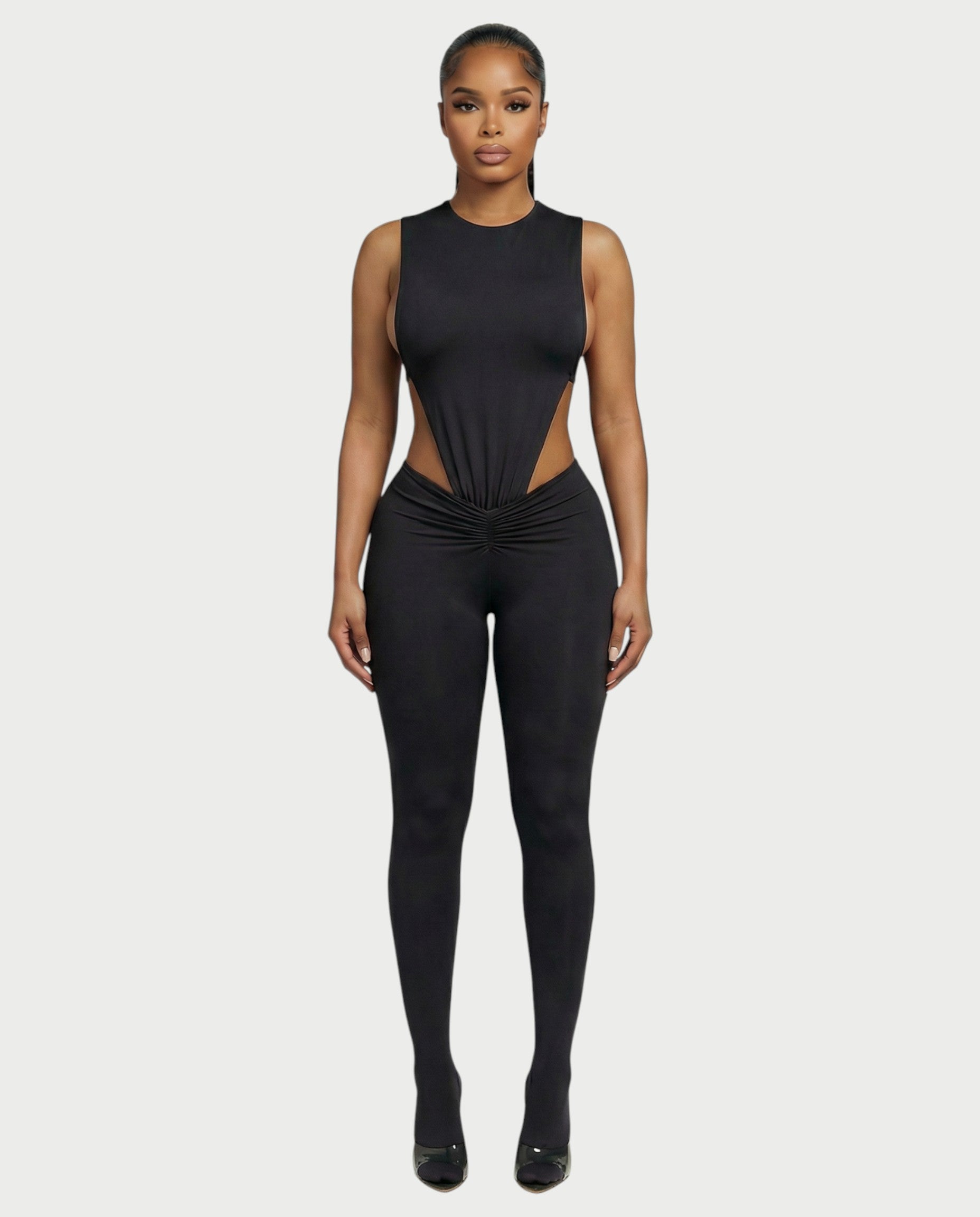 PIOLA Cutout Bodysuit & Ruched Leggings Set