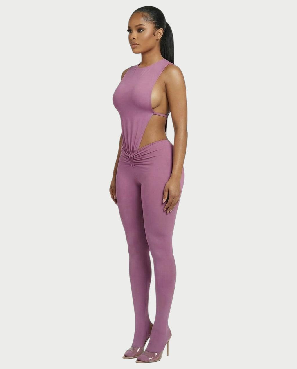 PIOLA Cutout Bodysuit & Ruched Leggings Set