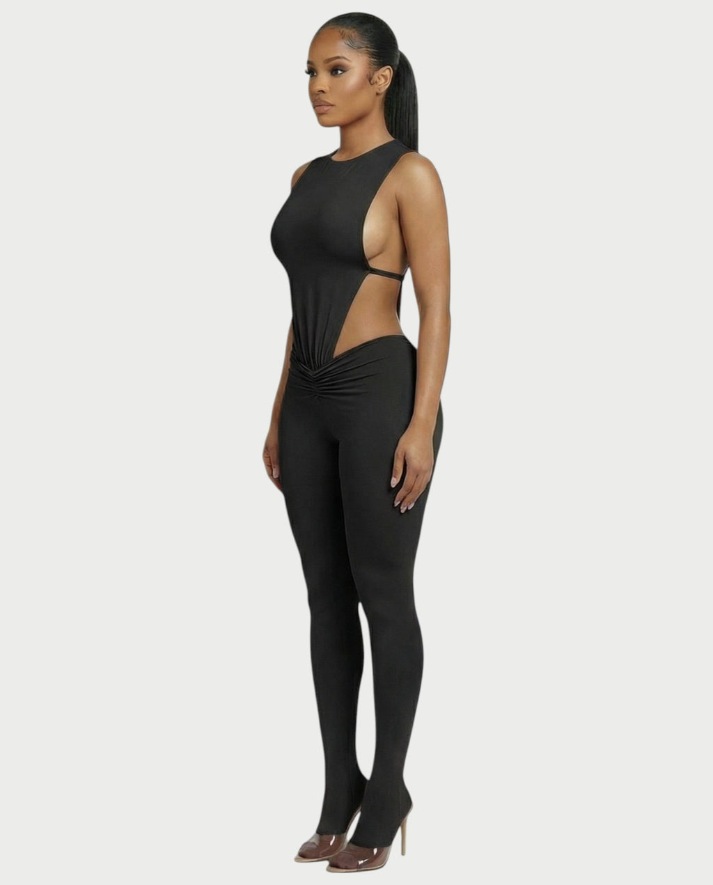 PIOLA Cutout Bodysuit & Ruched Leggings Set