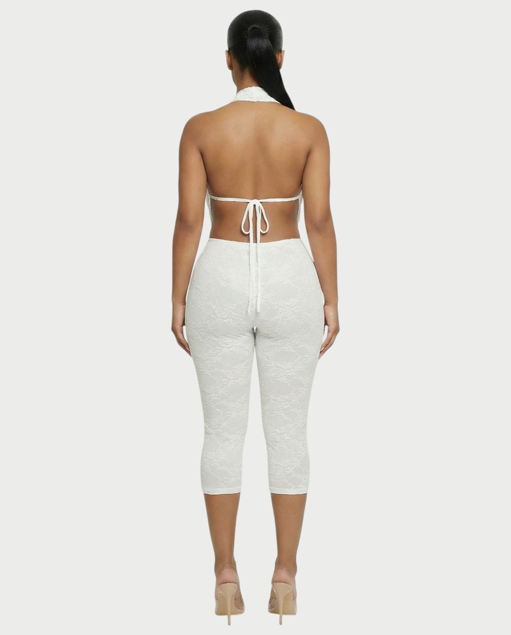 KATRINA Cowl Neck Lace Jumpsuit