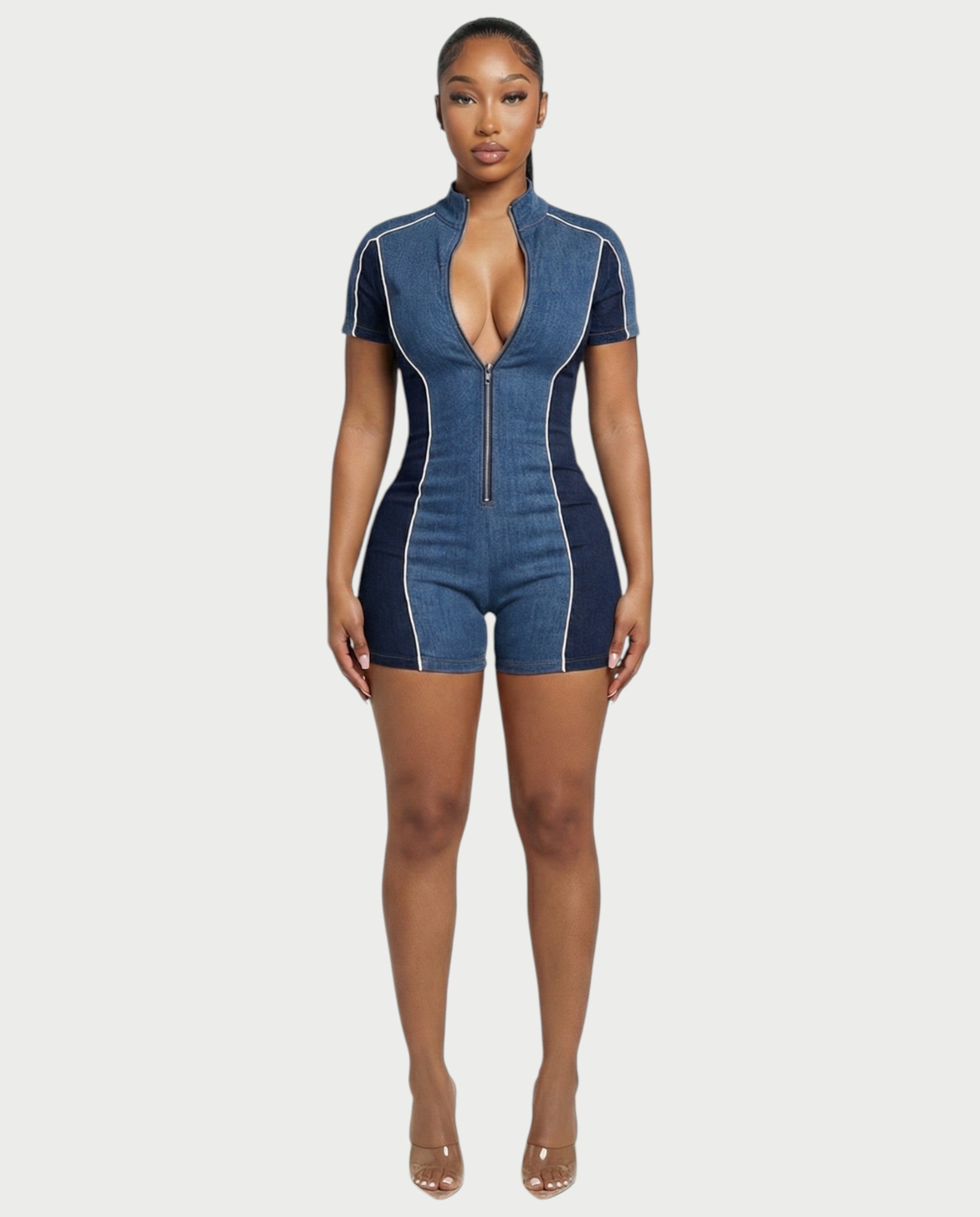 DIXIE Denim Print Romper