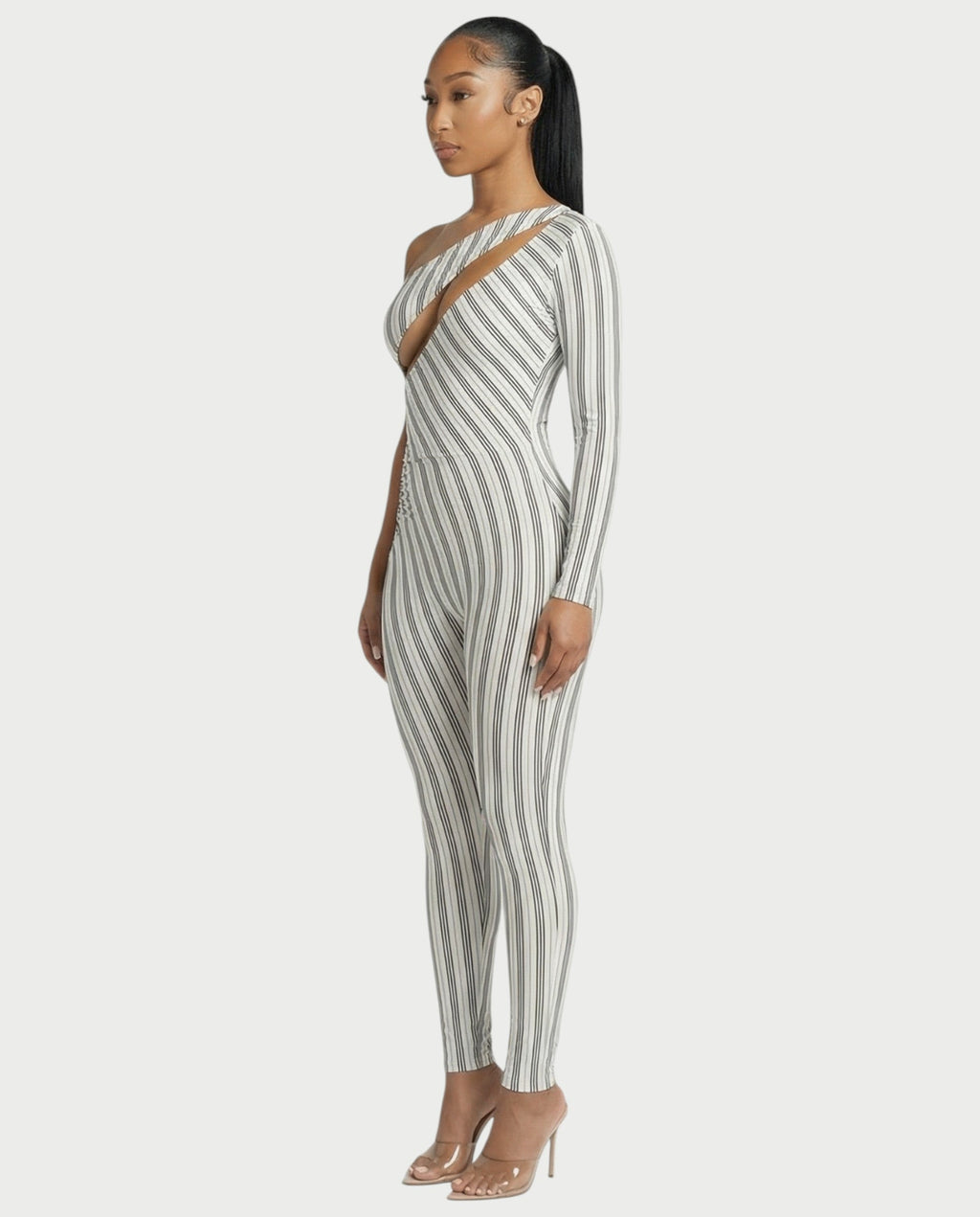 AMBER Asymmetric Striped Cut-Out Jumpsuit