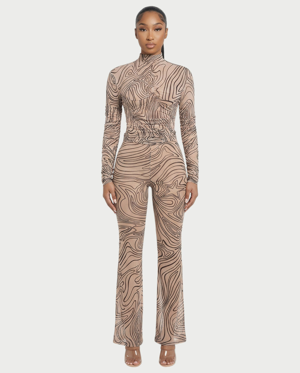 RILA Mesh Top & Flared Pants Set