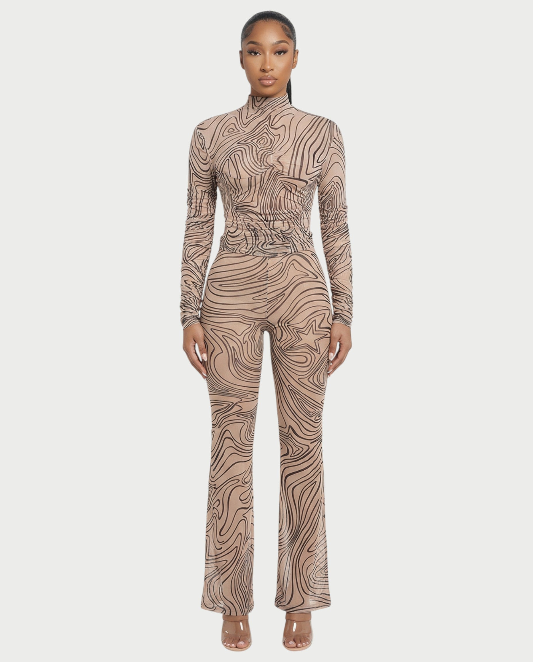 RILA Mesh Top & Flared Pants Set
