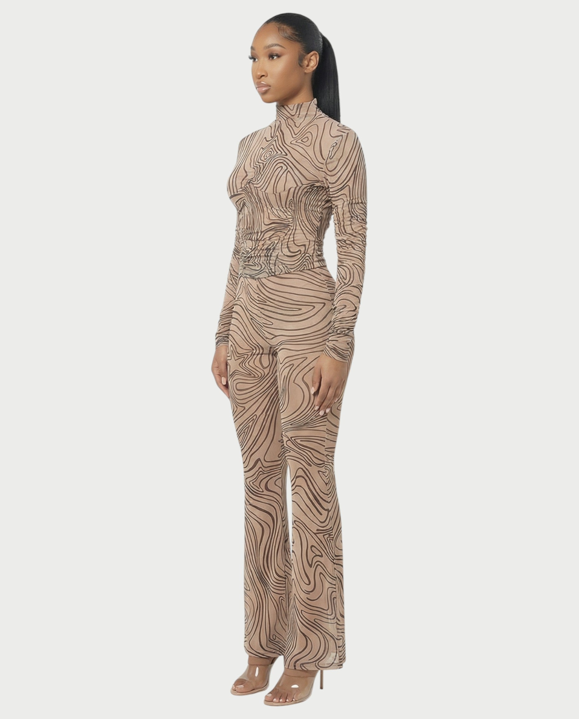 RILA Mesh Top & Flared Pants Set