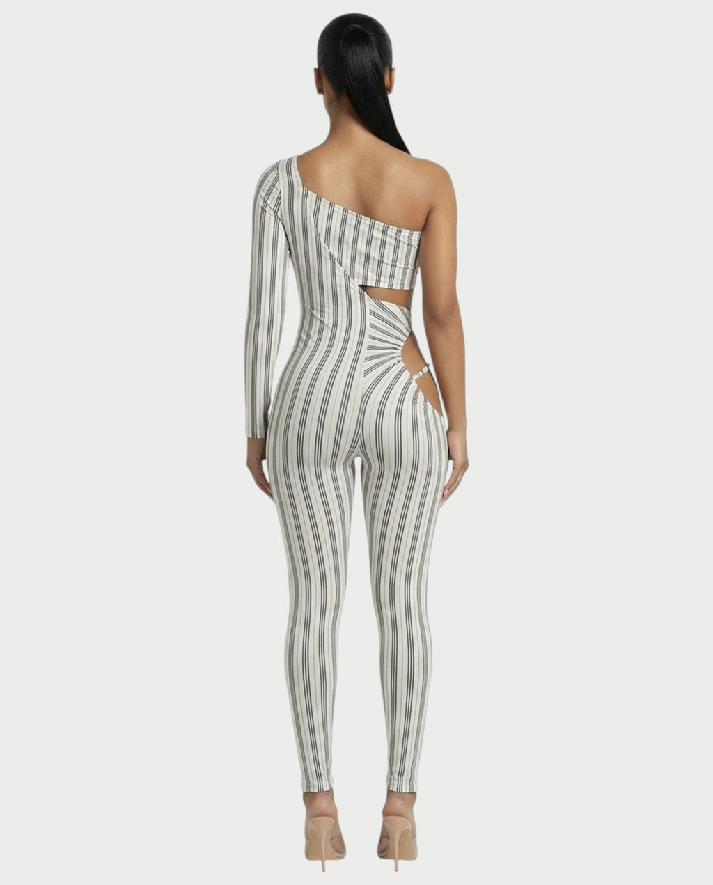AMBER Asymmetric Striped Cut-Out Jumpsuit