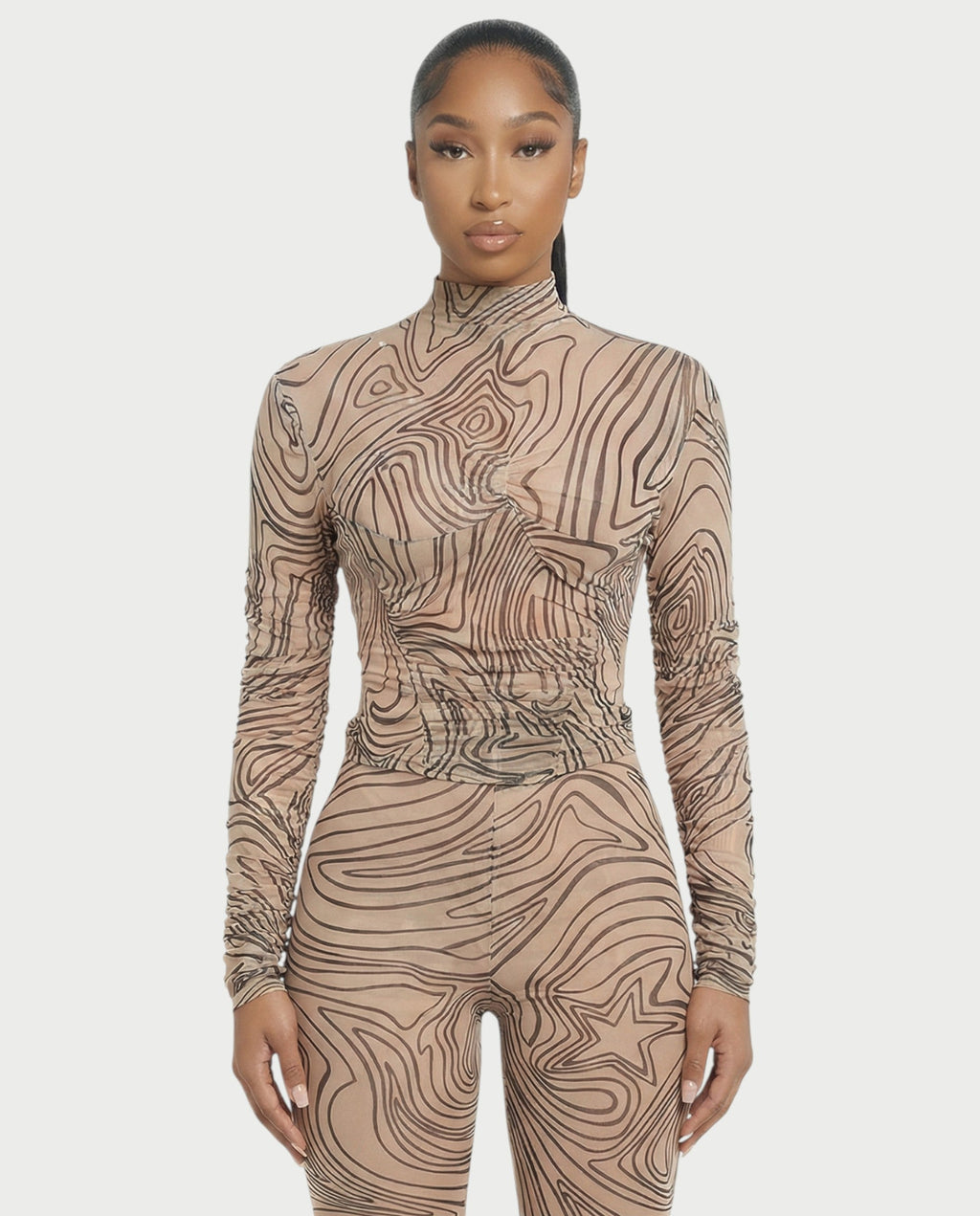 RILA Mesh Top & Flared Pants Set