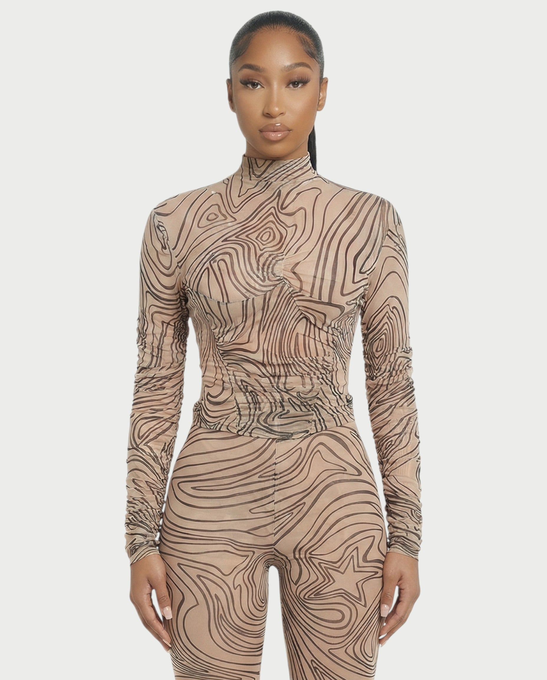 RILA Mesh Top & Flared Pants Set