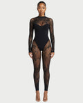 LARYA Sheer Lace Mesh Net Jumpsuit