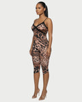 VALIE Leopard Print Lace Trim Jumpsuit