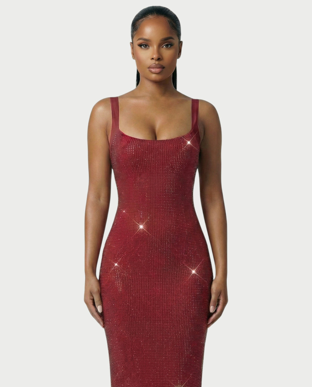 JADA Rhinestone Embelished Open-Back Maxi Dress