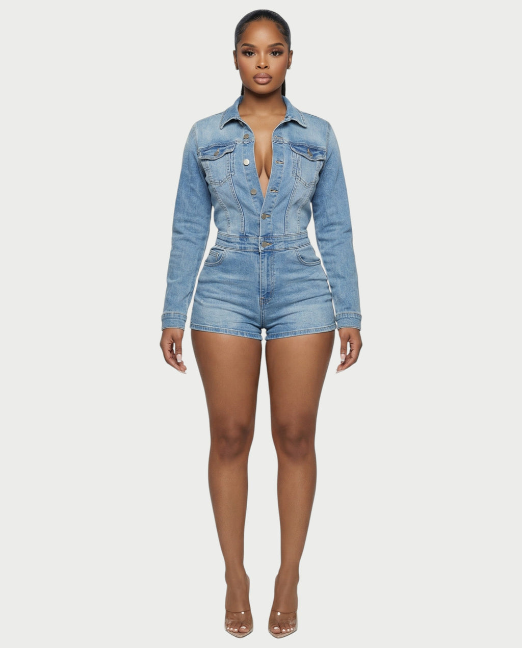 SHANTE Denim Romper