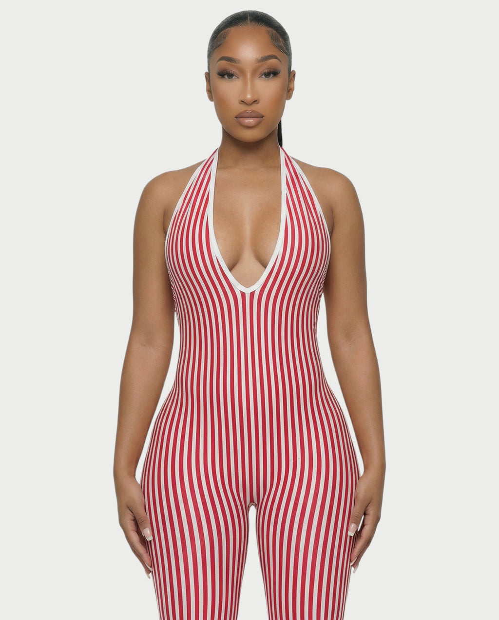 PHIA Striped Backless Romper