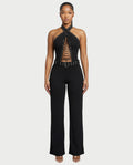 ALESSIA Eyelet Lace-Up Halter Jumpsuit