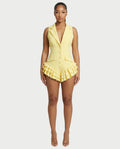 NIVARA Tailored Ruffle-Trim Tuxedo Romper