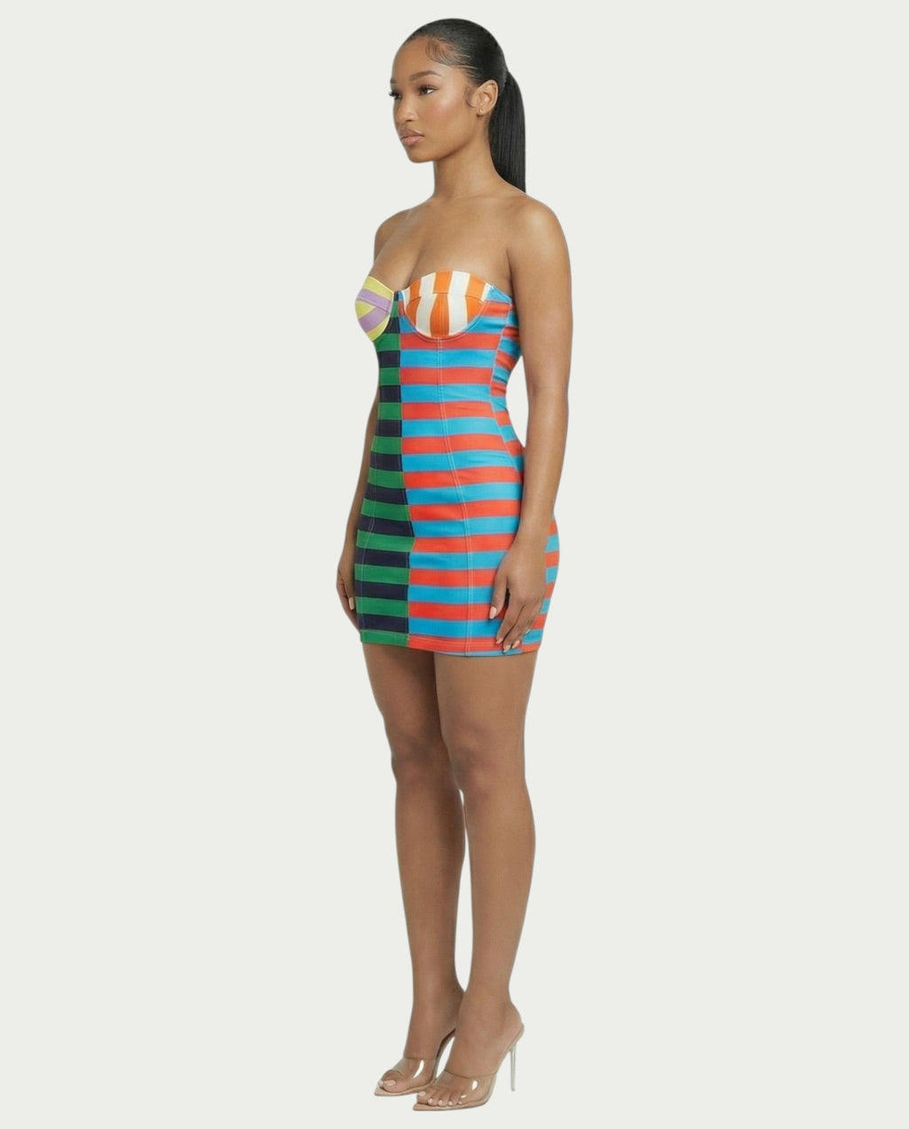 VIENNA Stripes Print Mini Dress