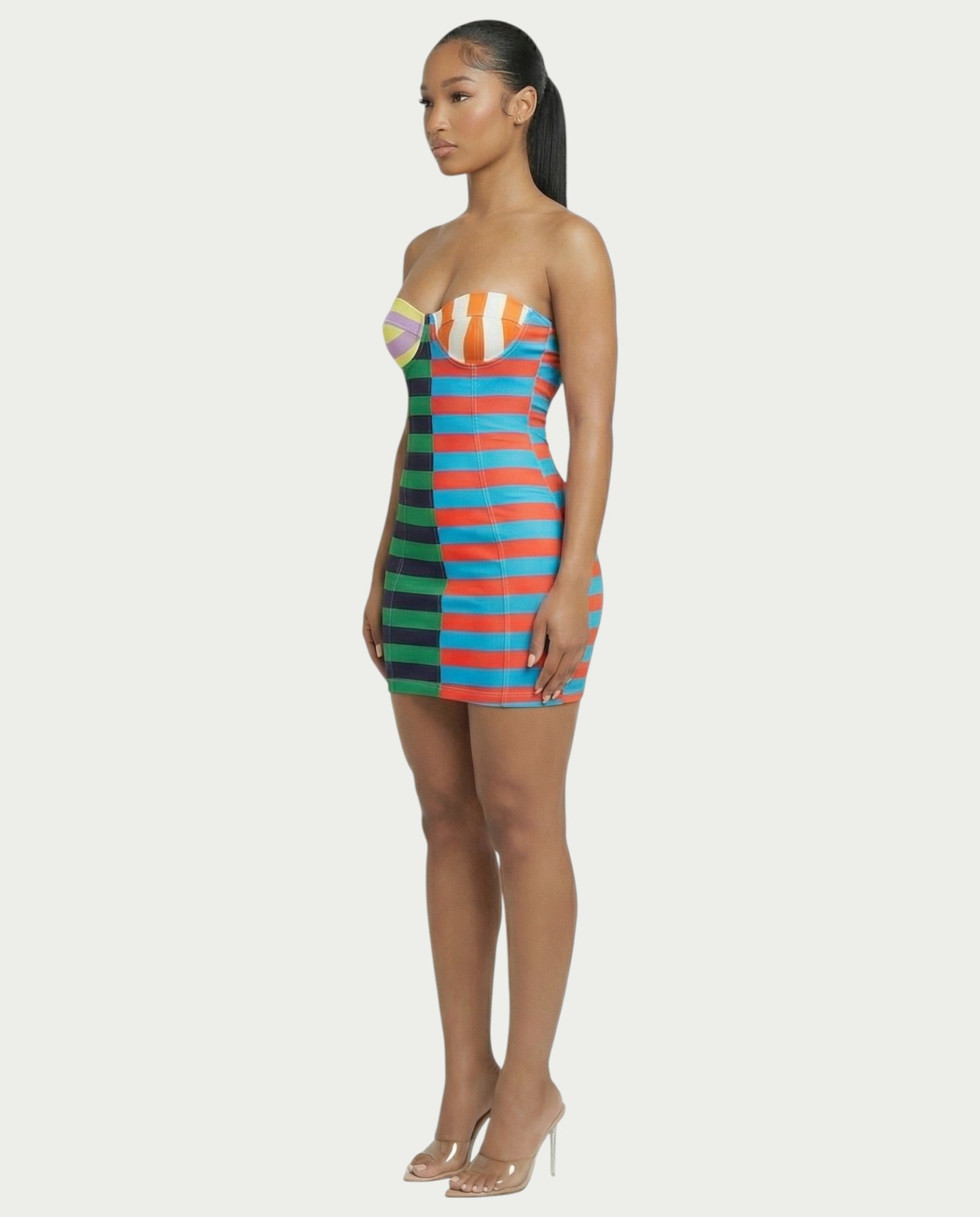 VIENNA Stripes Print Mini Dress