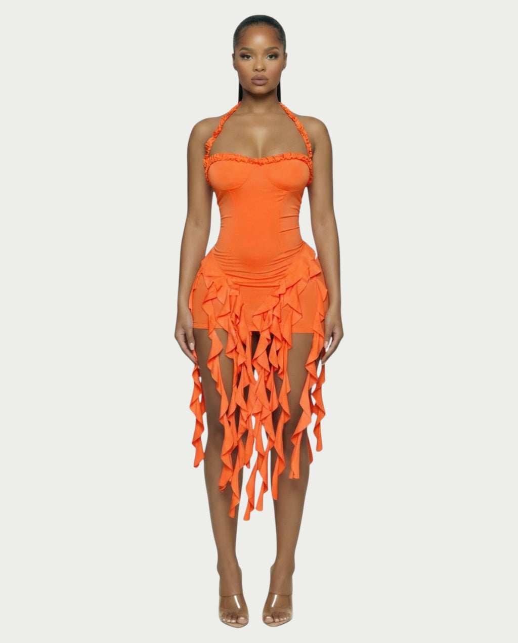 SANAI Ruffle Trim Mini Dress
