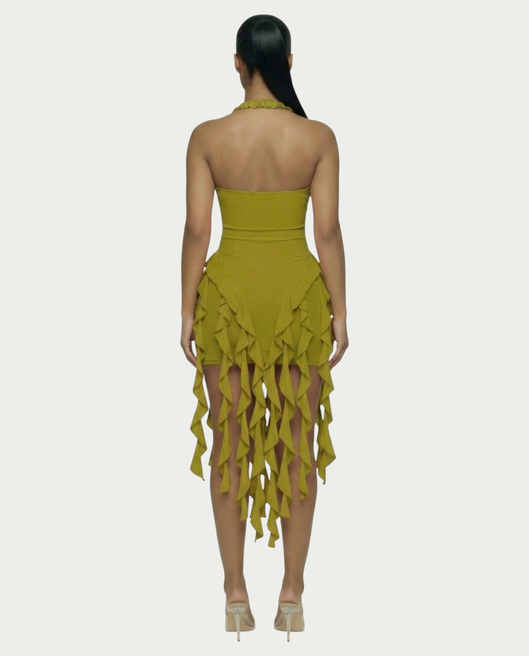 SANAI Ruffle Trim Mini Dress