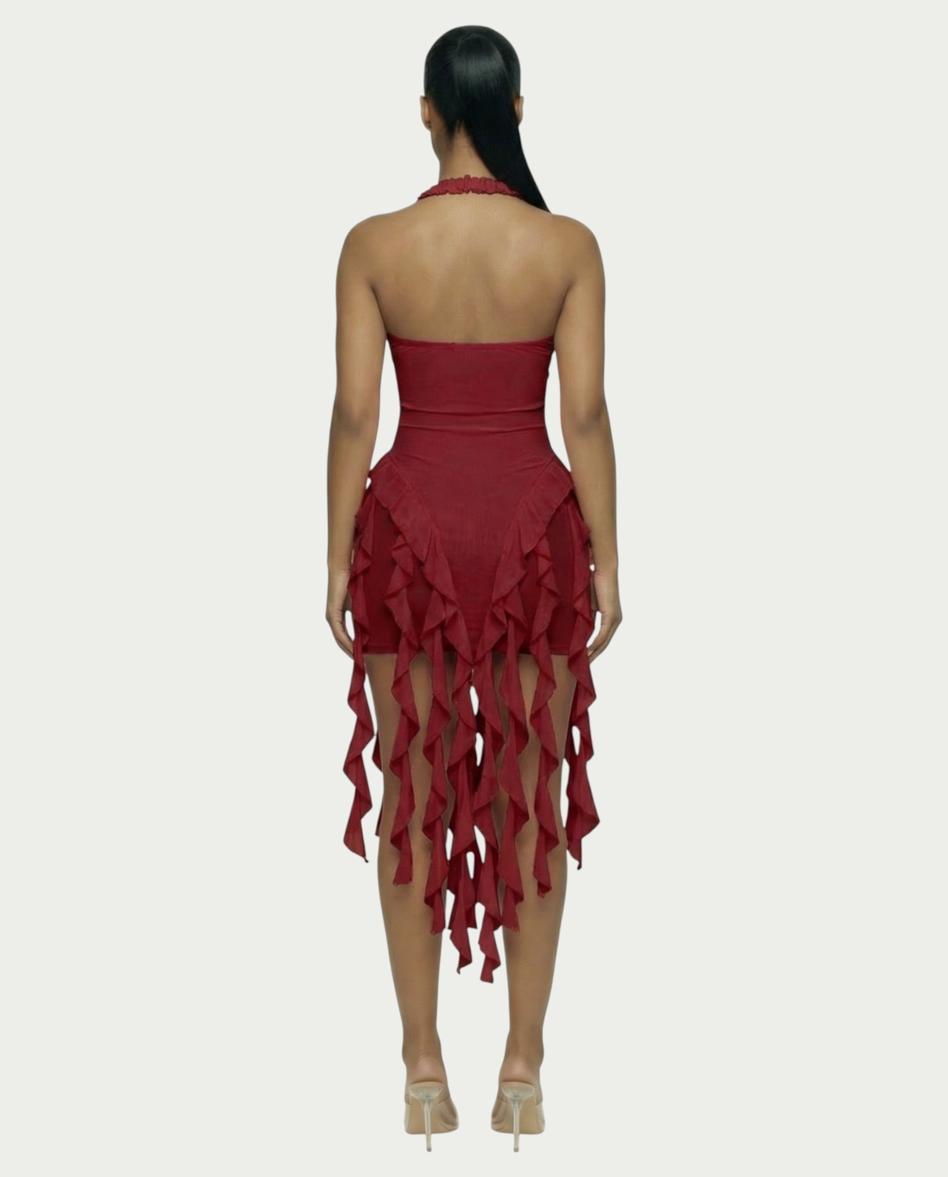SANAI Ruffle Trim Mini Dress