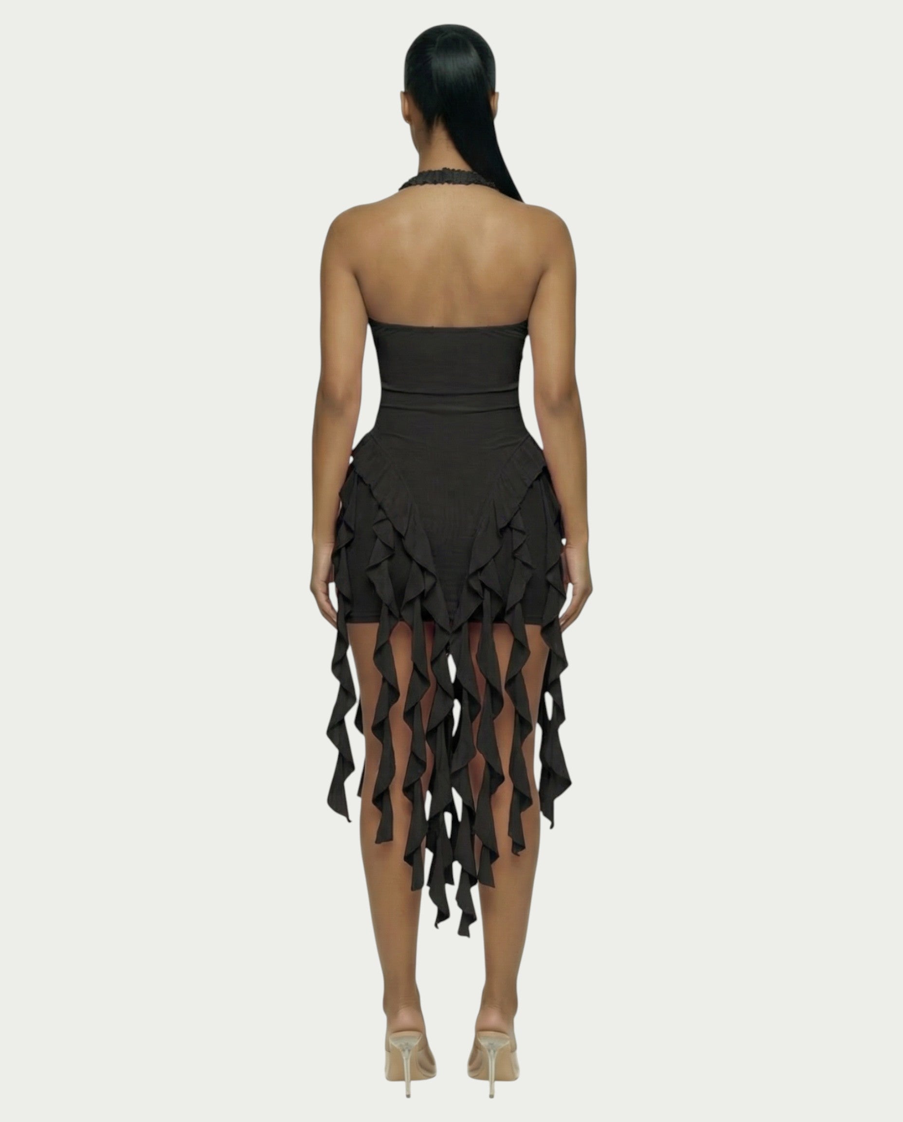 SANAI Ruffle Trim Mini Dress