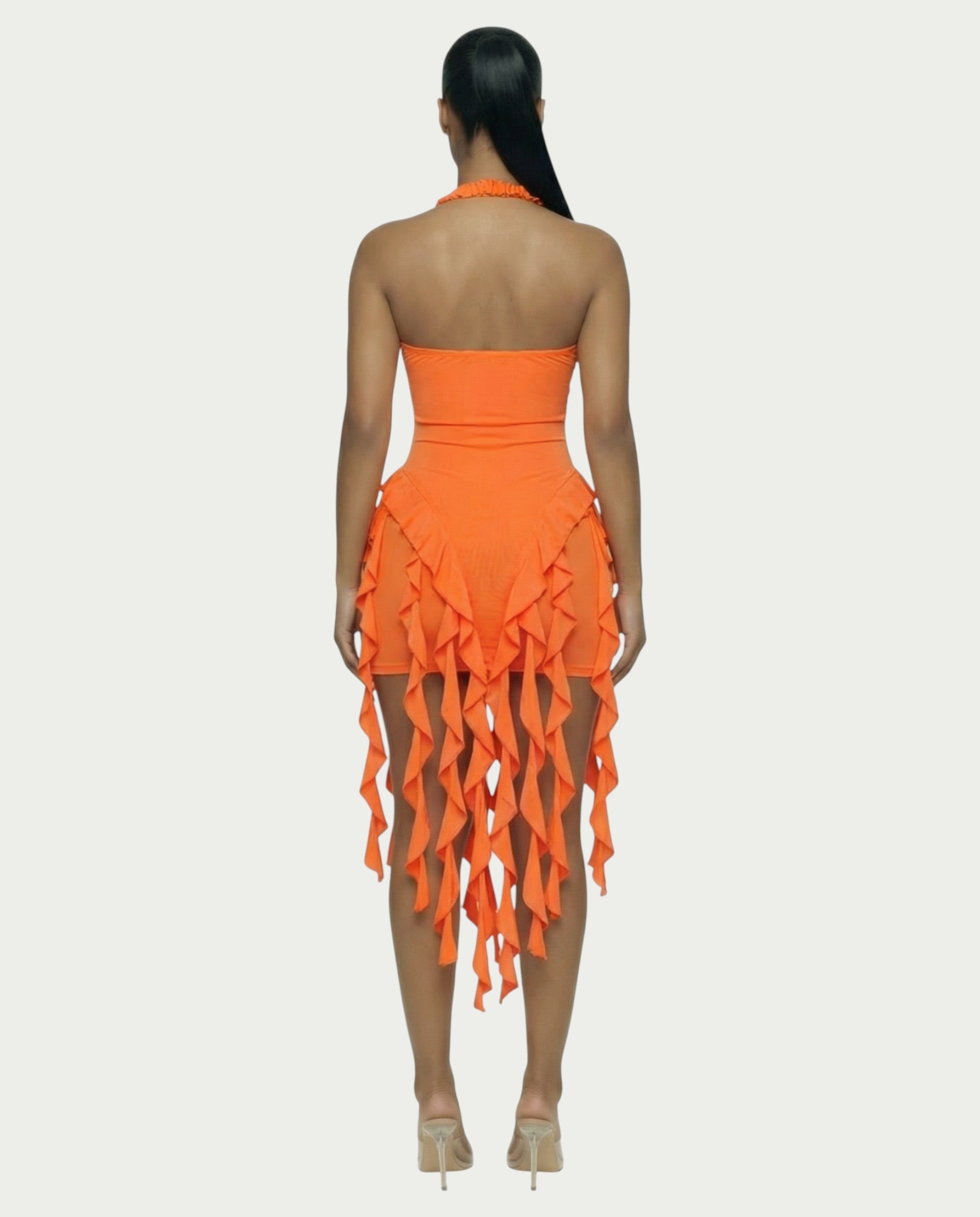 SANAI Ruffle Trim Mini Dress