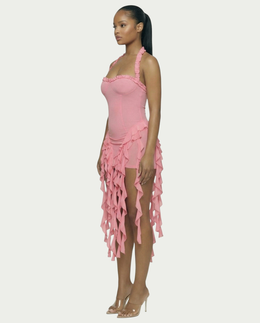 SANAI Ruffle Trim Mini Dress