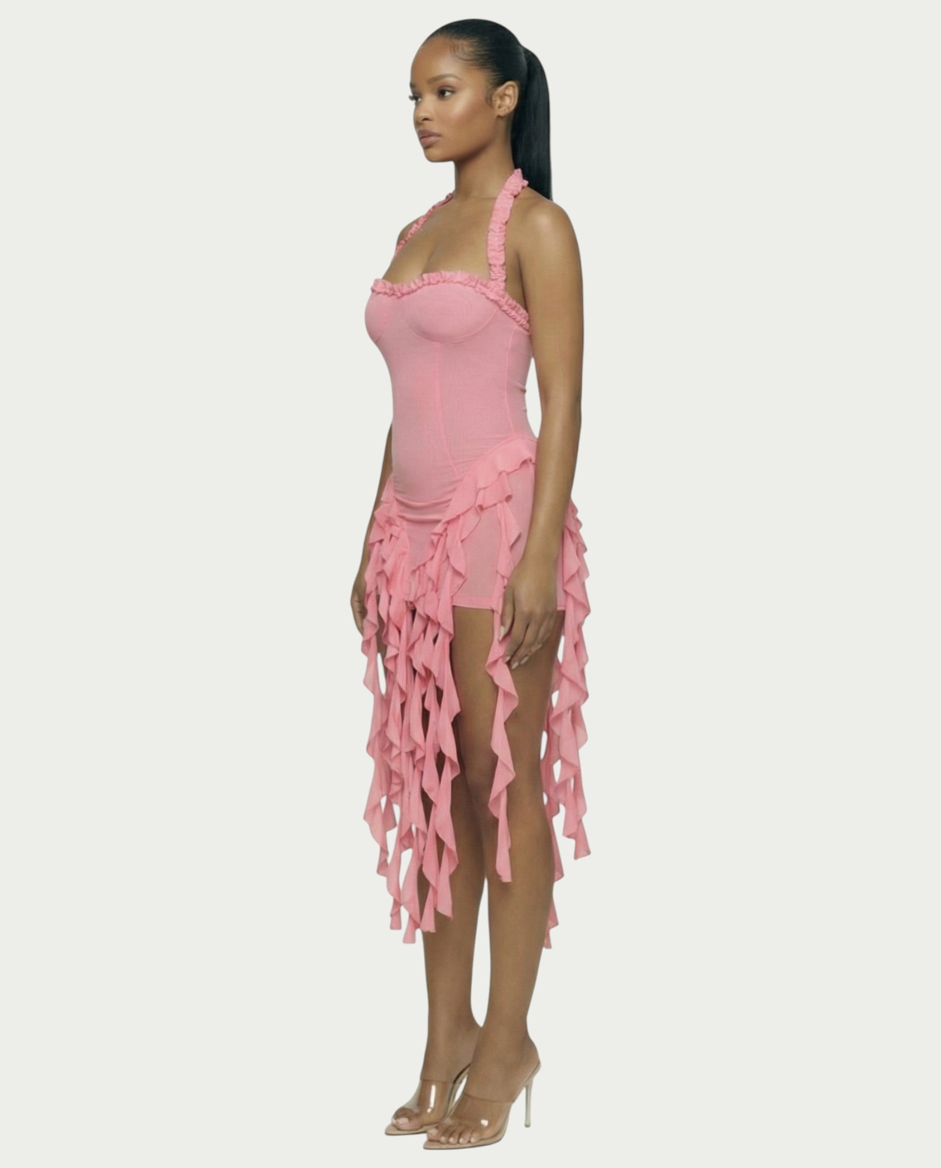 SANAI Ruffle Trim Mini Dress