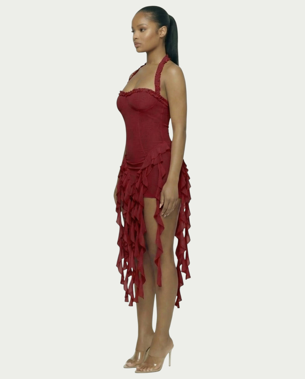 SANAI Ruffle Trim Mini Dress