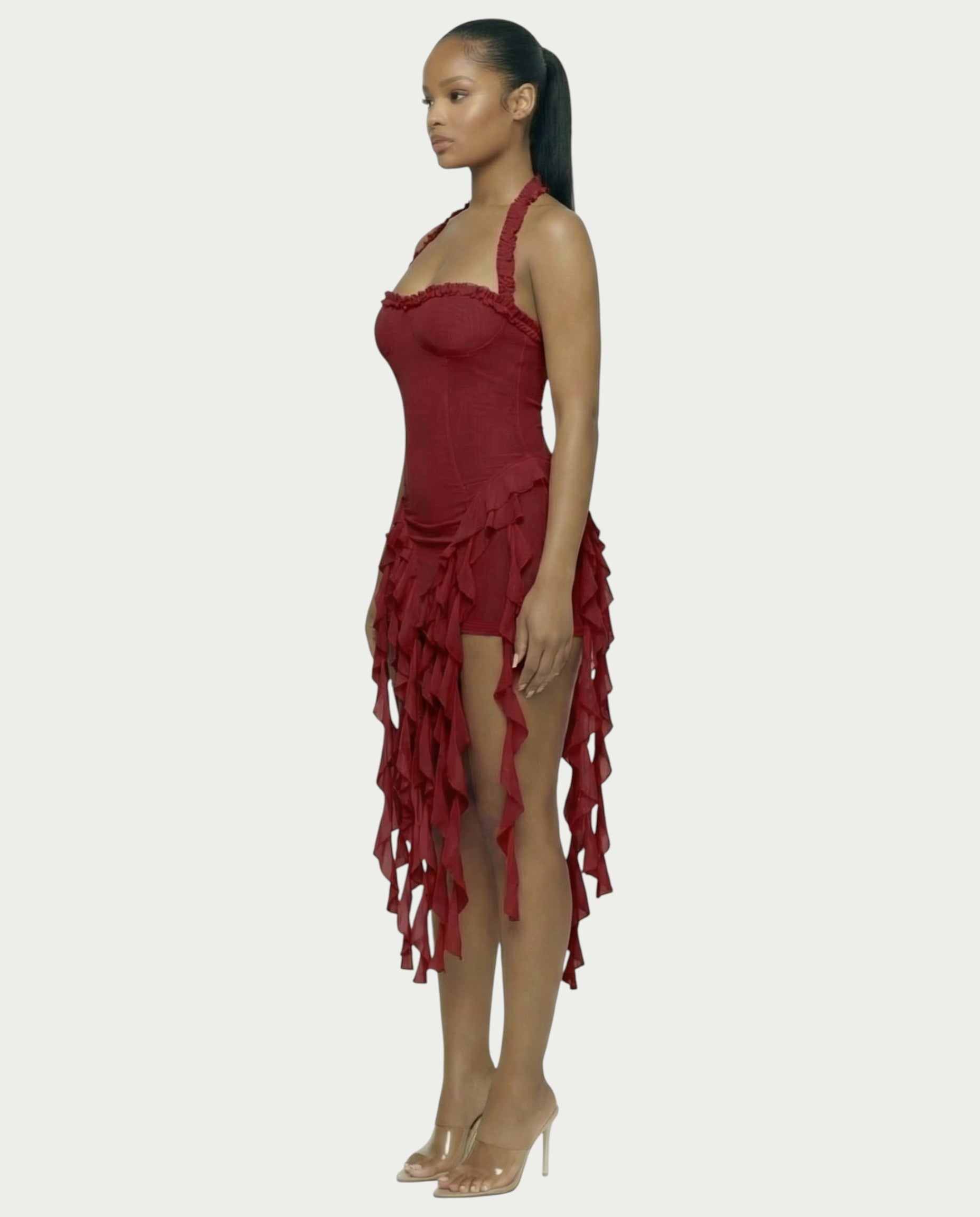 SANAI Ruffle Trim Mini Dress