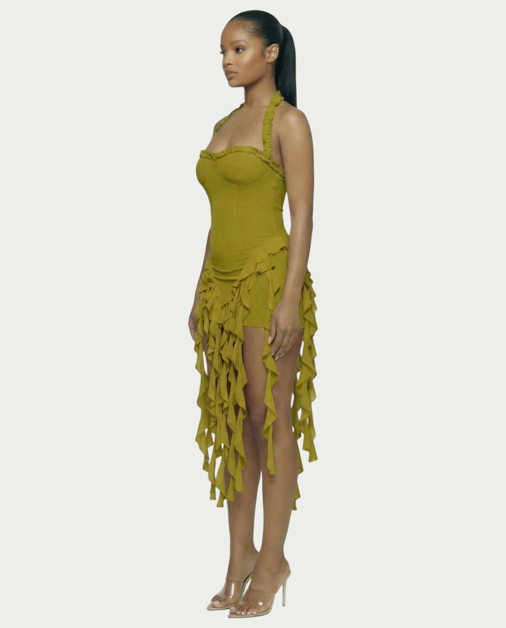 SANAI Ruffle Trim Mini Dress