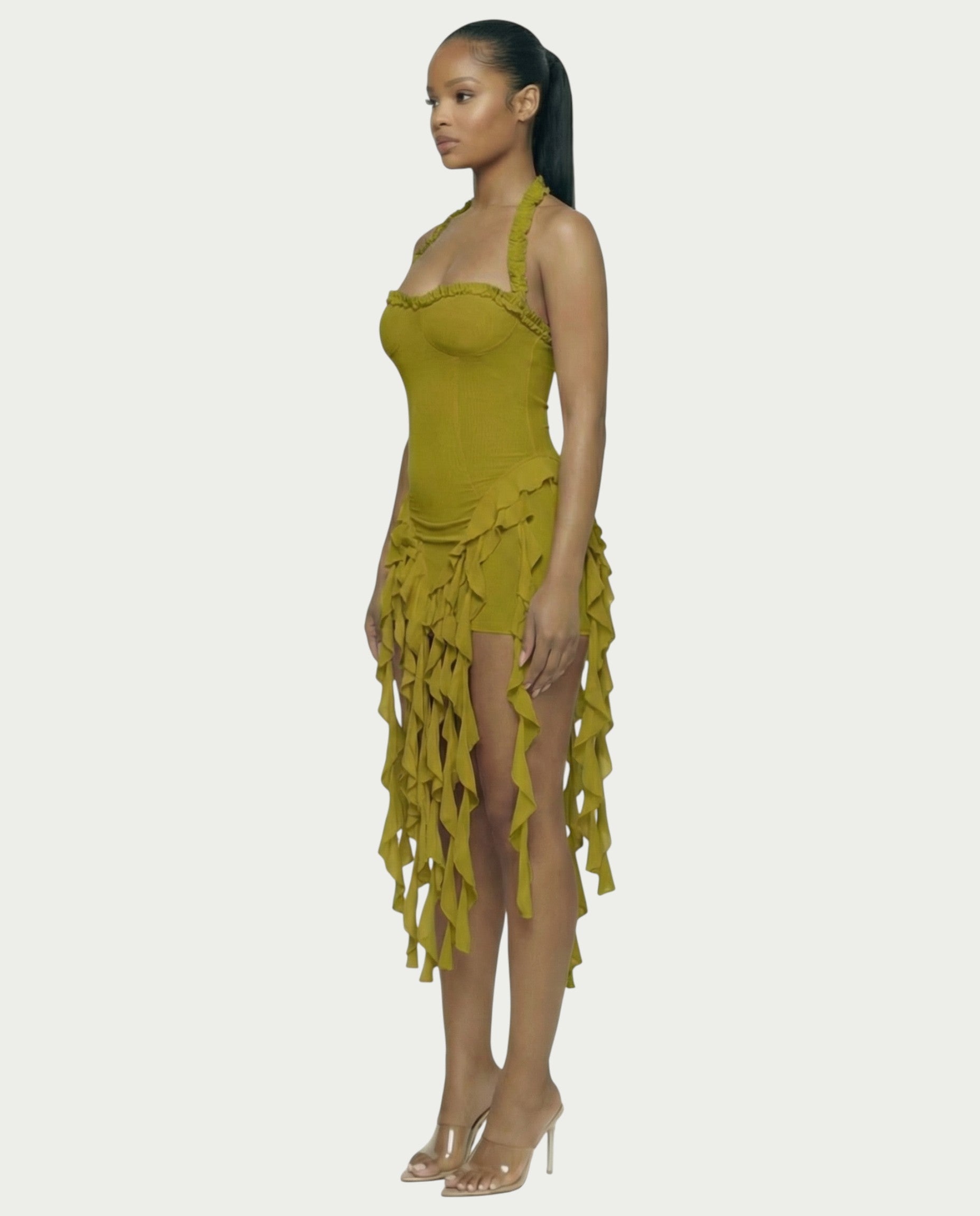 SANAI Ruffle Trim Mini Dress