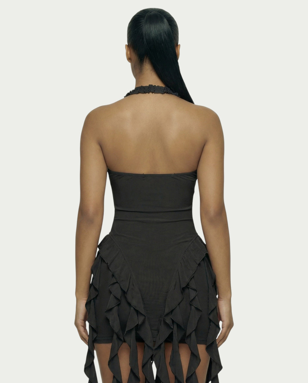 SANAI Ruffle Trim Mini Dress