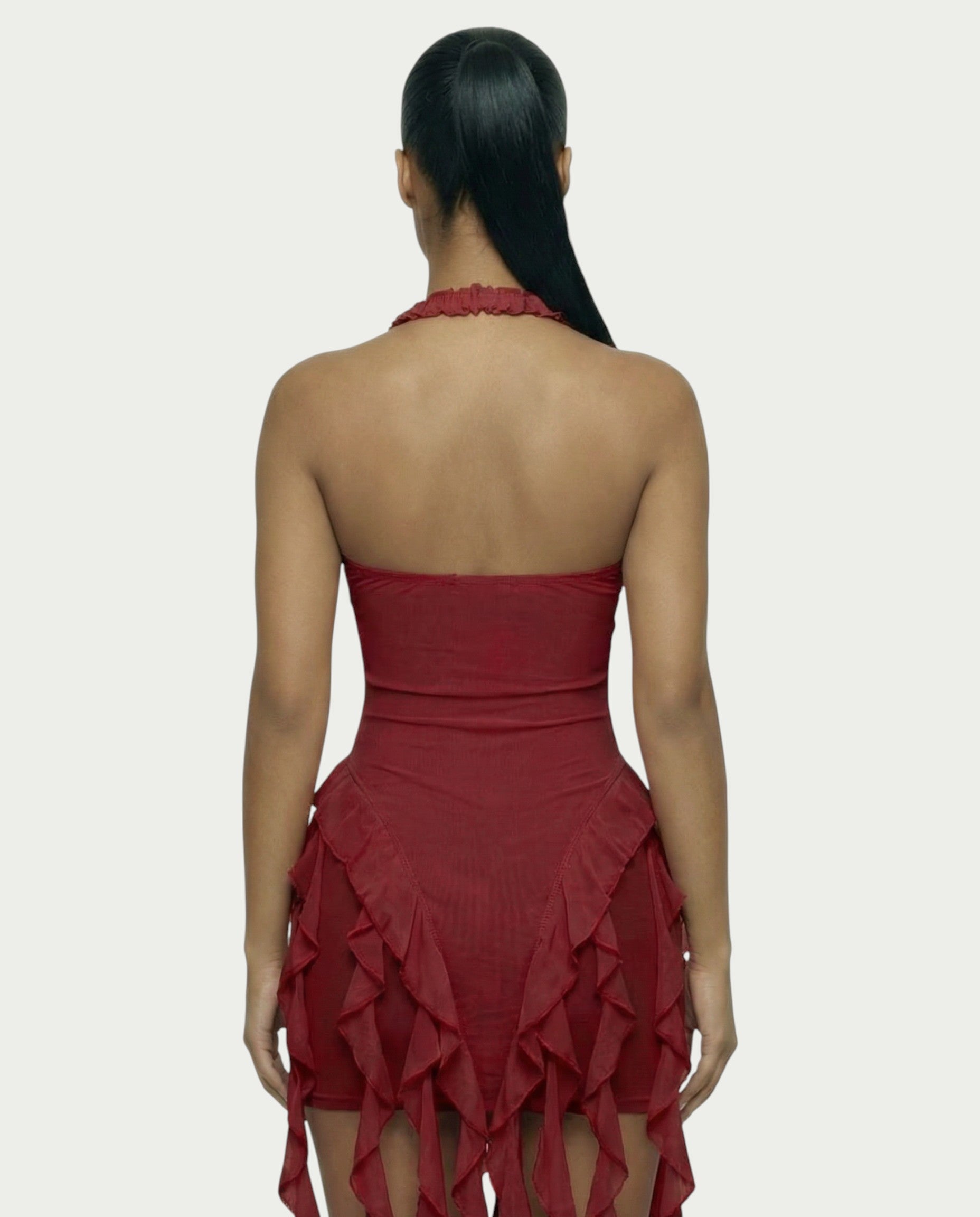 SANAI Ruffle Trim Mini Dress
