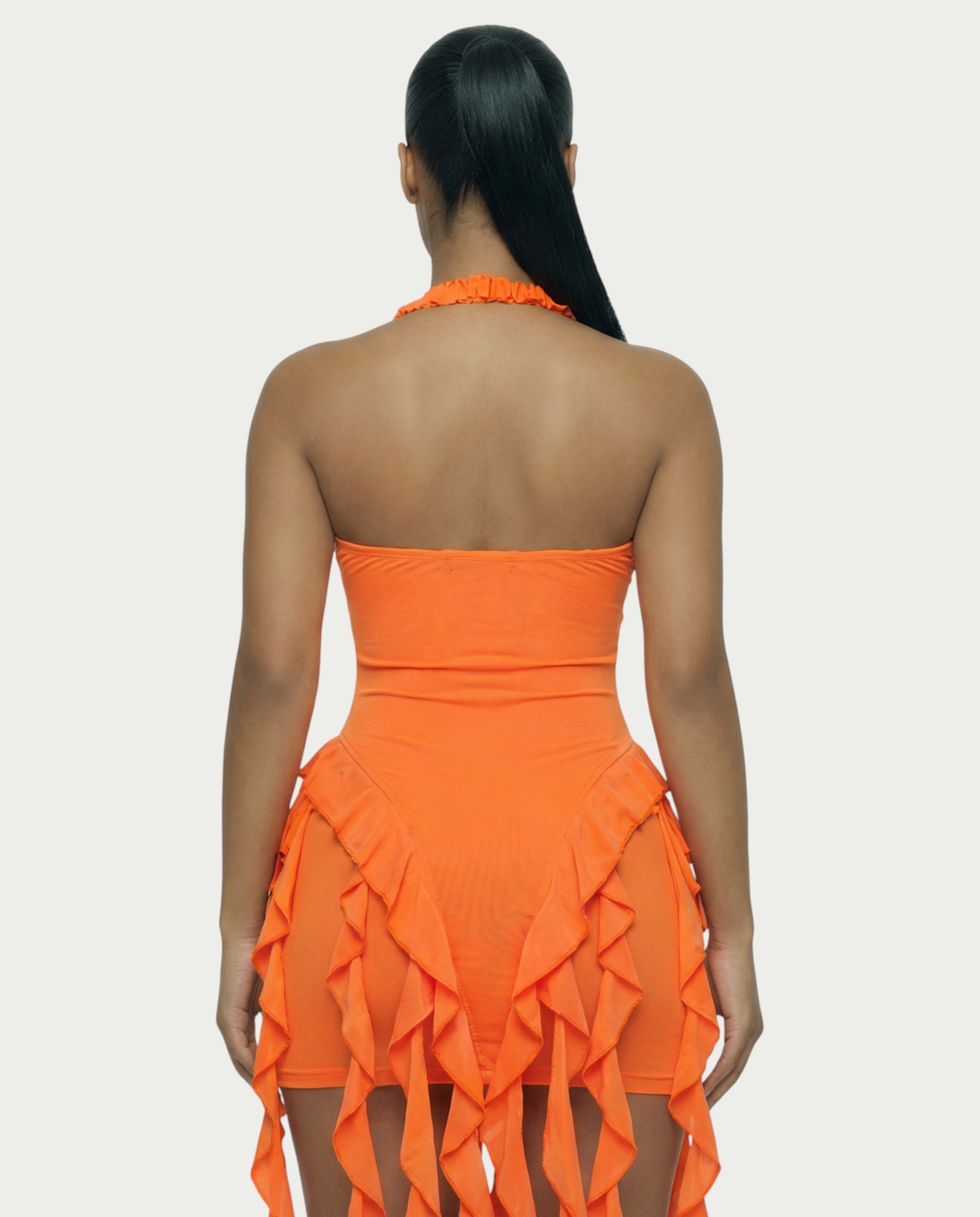 SANAI Ruffle Trim Mini Dress