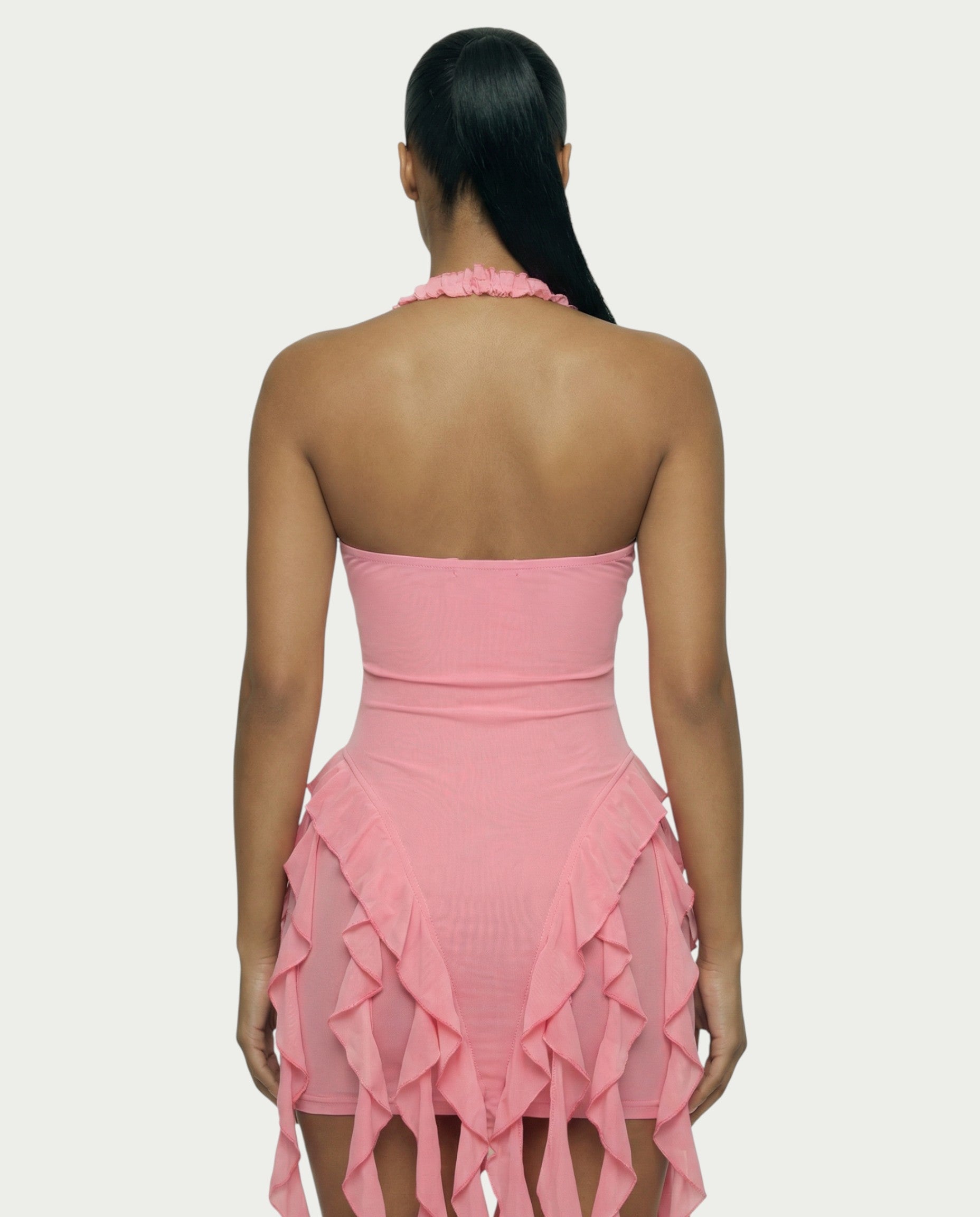 SANAI Ruffle Trim Mini Dress