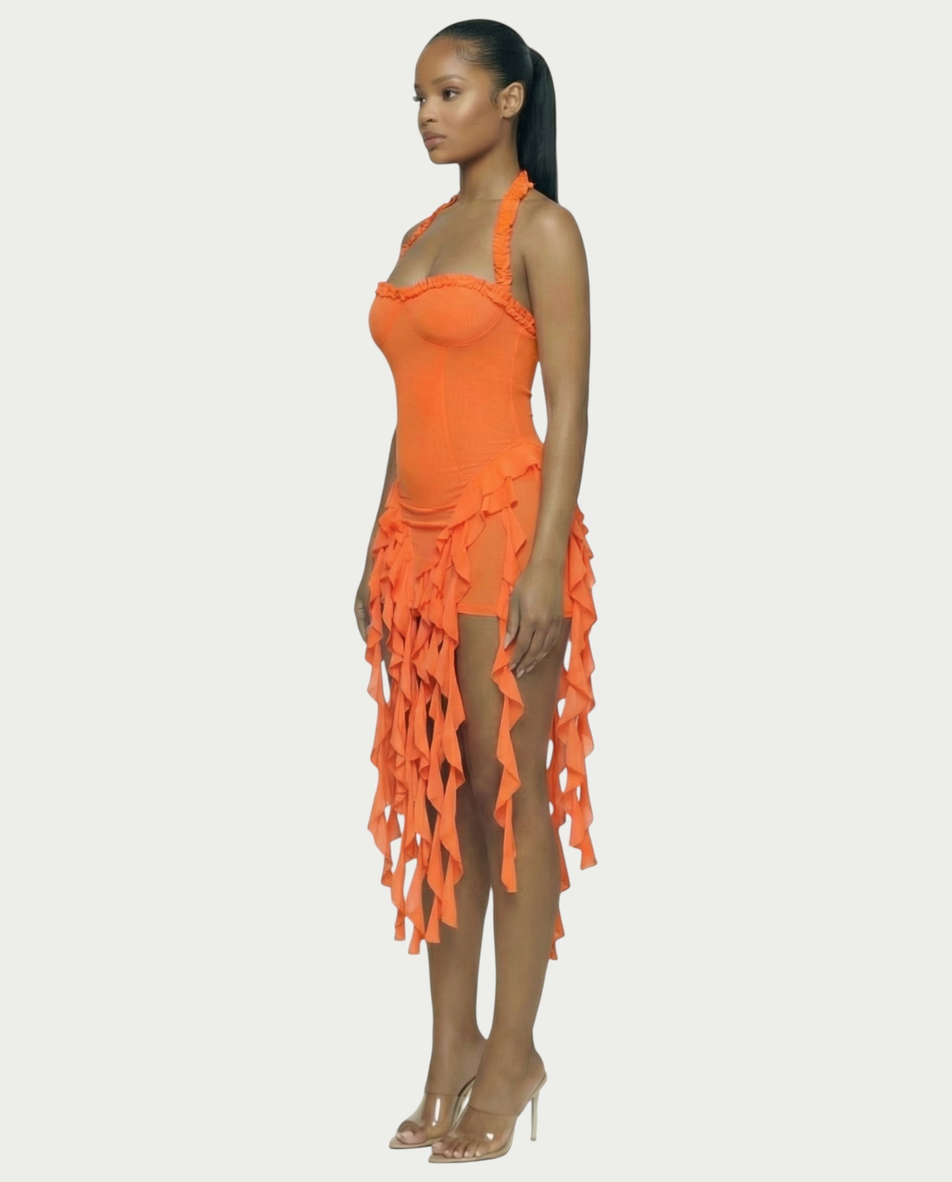 SANAI Ruffle Trim Mini Dress