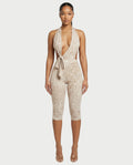 RISSA Plunge Halter Cutout Jumpsuit