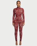 KHIONE Leopard Print Mock Neck Jumpsuit