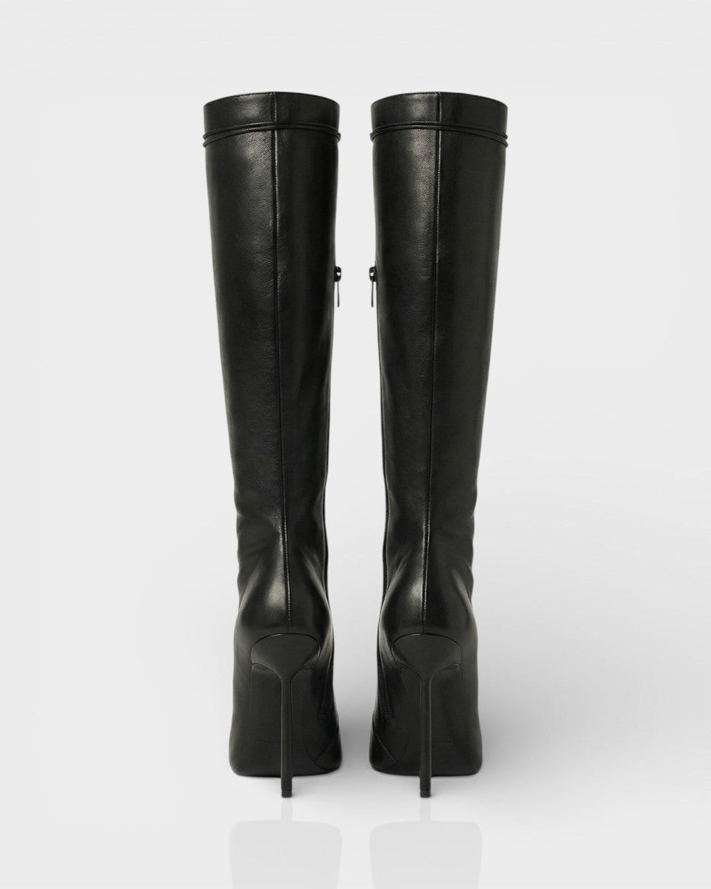 ESCAS Lace-Up Faux Leather Knee-High Stiletto Boots