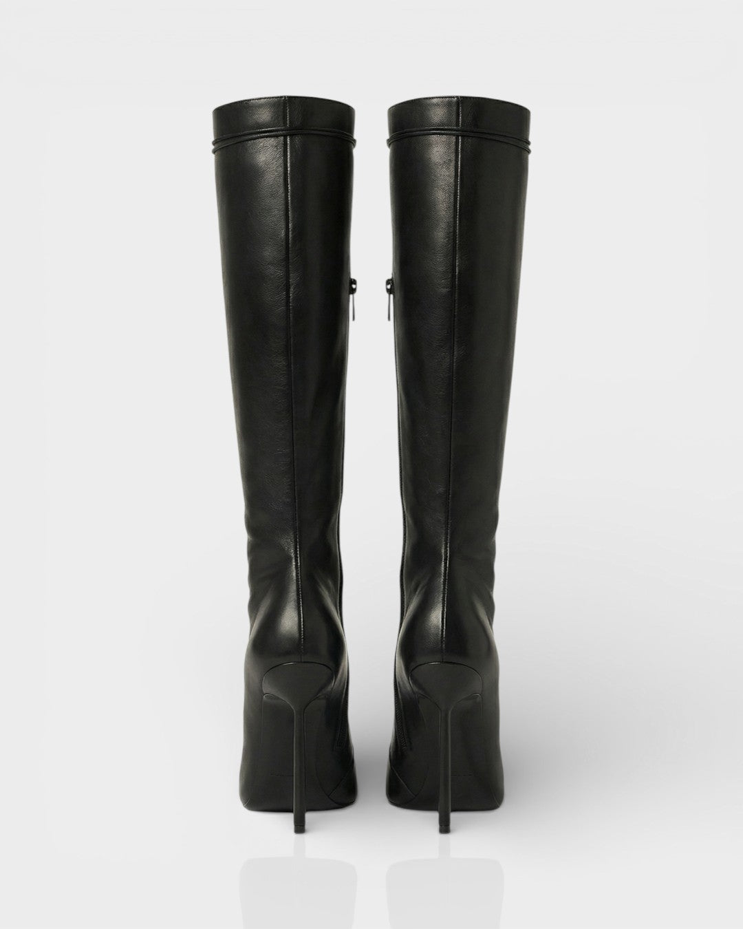 ESCAS Lace-Up Faux Leather Knee-High Stiletto Boots