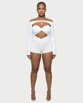 ESMERIA Off-Shoulder Cutout Ruched Romper