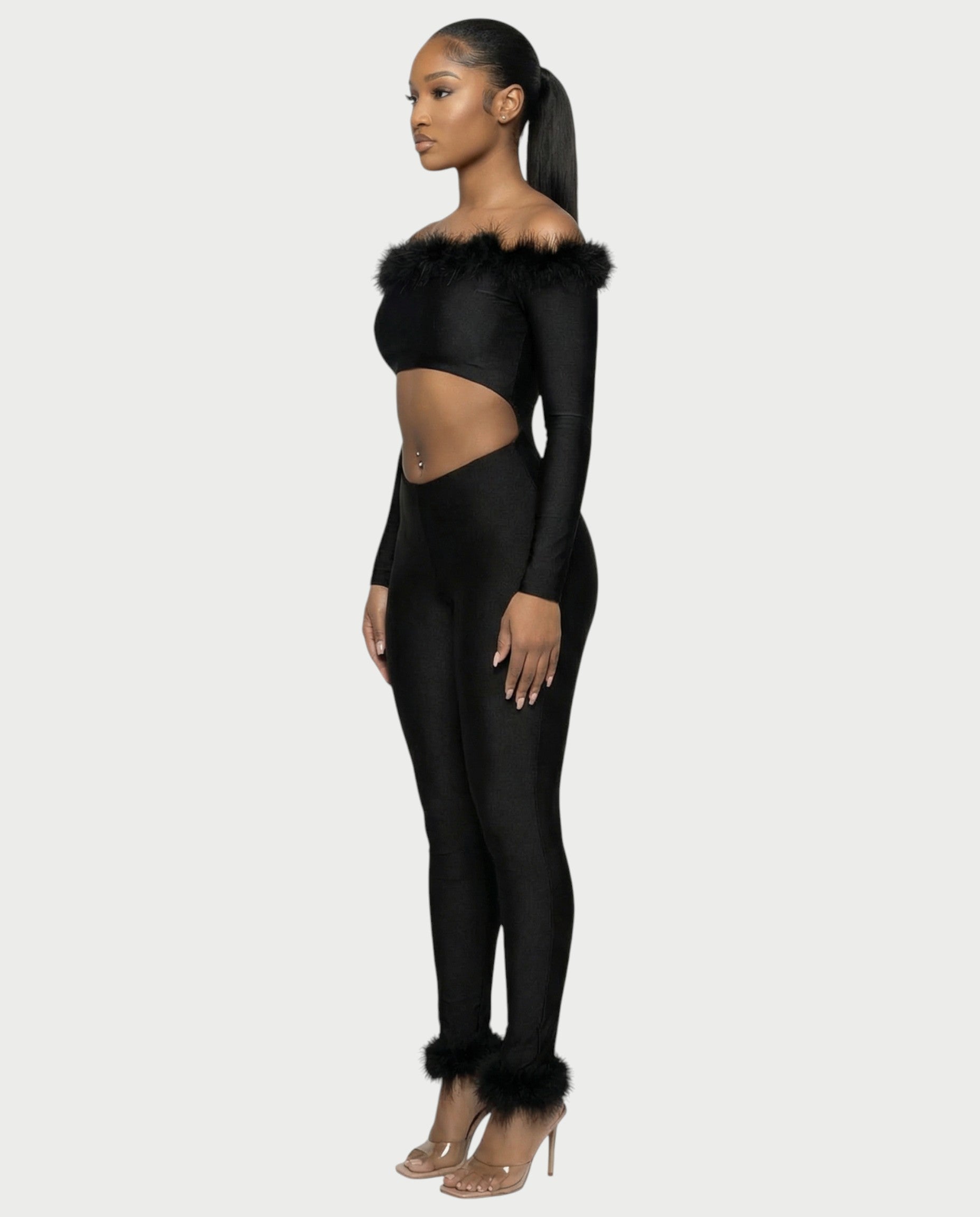 RAELYN Feather Trimmed Jumpsuit