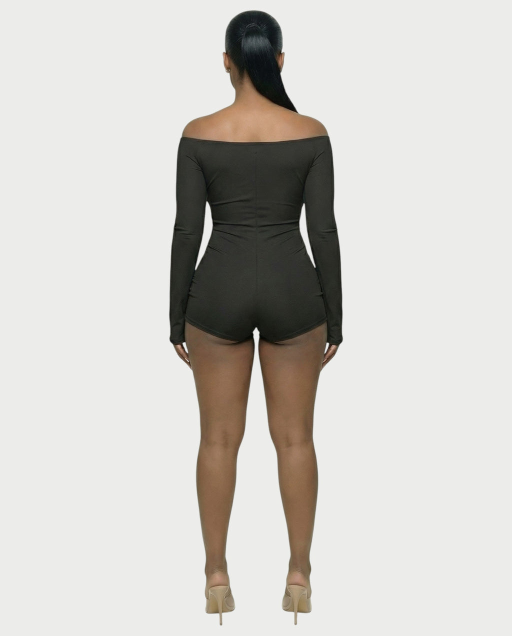 ESMERIA Off-Shoulder Cutout Ruched Romper