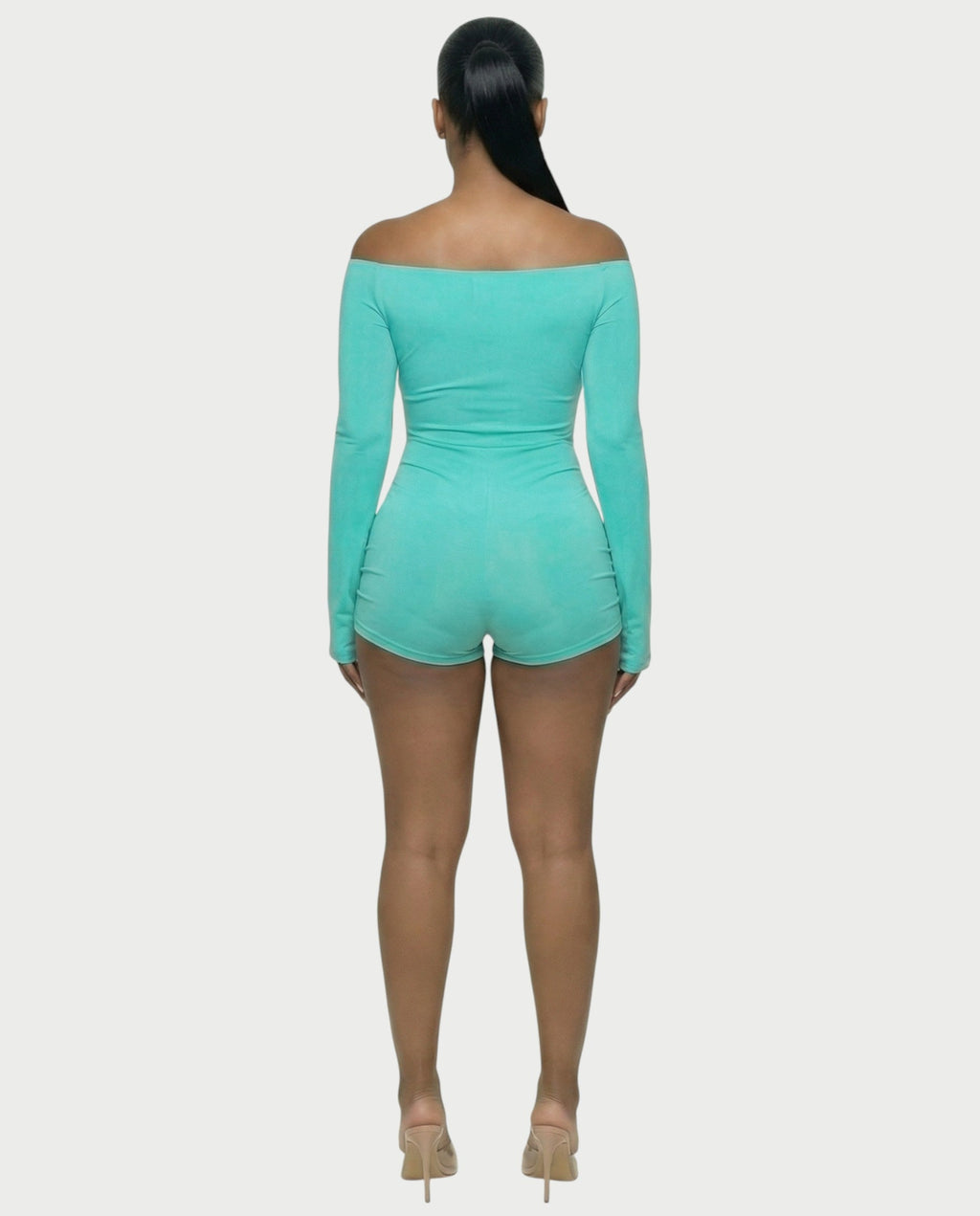 ESMERIA Off-Shoulder Cutout Ruched Romper