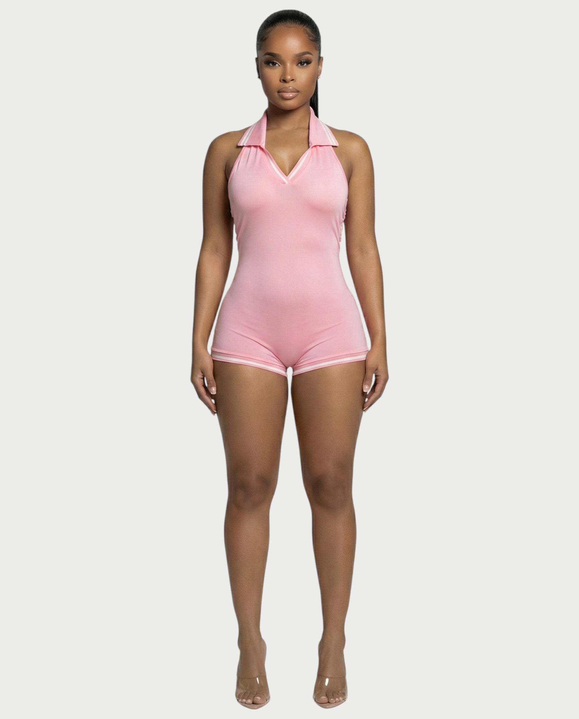JEYNE Backless Halter Sleeveless Romper