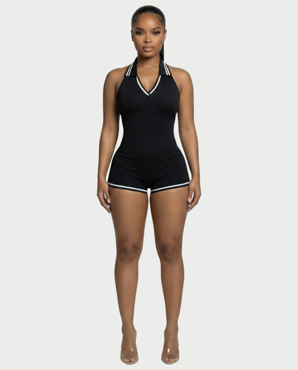 JEYNE Backless Halter Sleeveless Romper